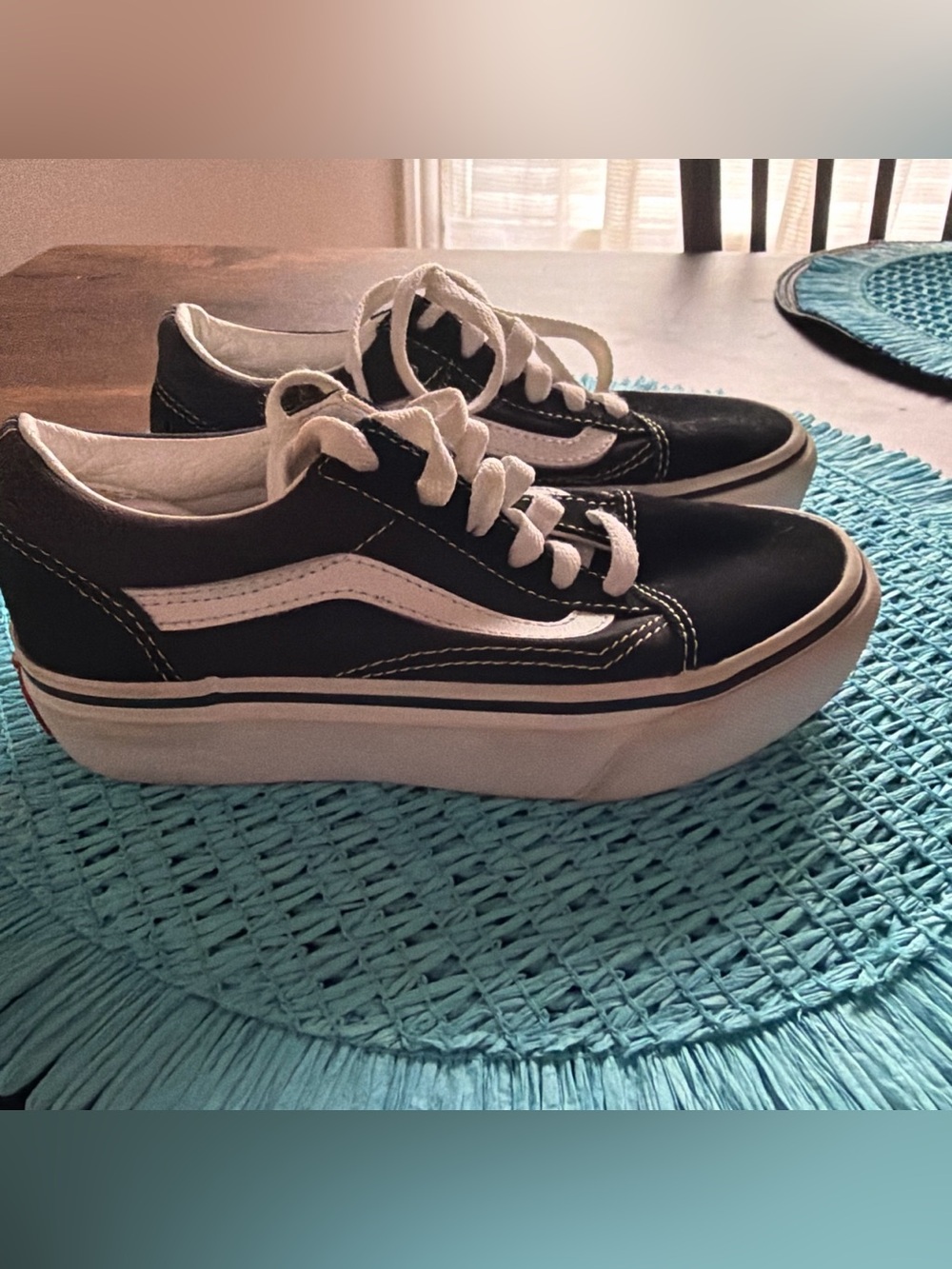 Vans Black and White Old Skool Platform Sneakers